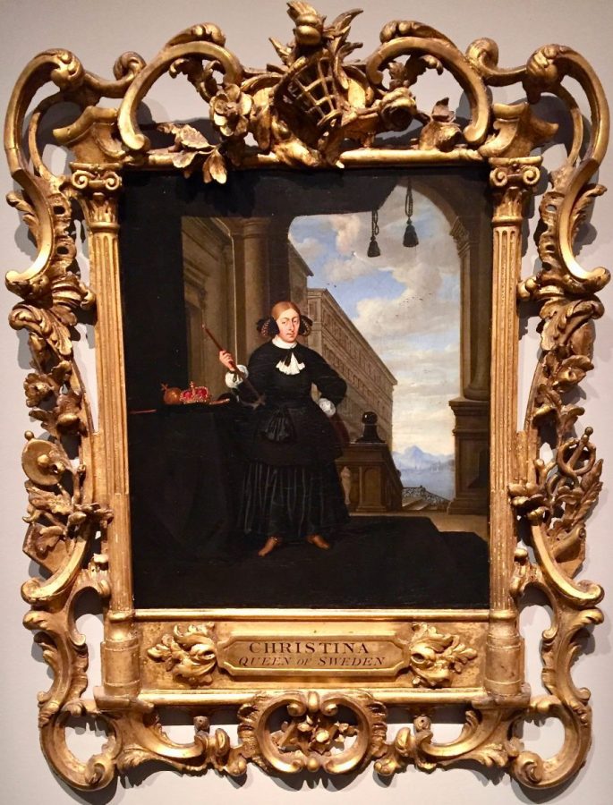 Where this painting of the abdicated Queen Christina is set remains unclear, but she is no Greta Garbo. photo: Alnert Ehrnrooth