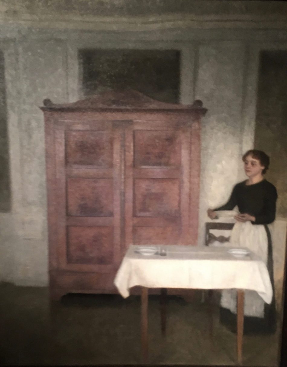 Pigen dækker bord (Maid setting the table) by Vilhelm Hammershøi features an armoire that could be harboring some dark secrets....photo:Albert Ehrnrooth