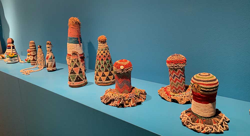 N'Wana and Sotho dolls from South Africa and Lesotho. These circa 20 cm high objects were made by young women to enhance fertility. Once the child was born they became dolls or the beads were used as an accessory by the mother. Photo: Albert Ehrnrooth