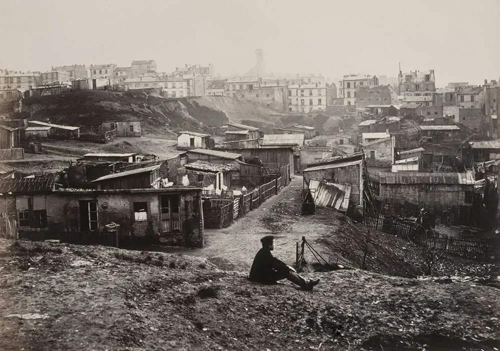 The view towards Paris' 20th arrondissement. In 1877 this was still the city's industrial heartland with plenty of slums.